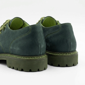 Chaussures de marche en cuir véritable vert patchwork pour hommes, bout rond, lacets, semelle en caoutchouc, baskets décontractées - Product Image 5