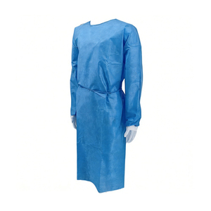 Blue Disposable Lab <b>Coat</b> With Tie Back For Hospital Use Unisex PP Woven Material - Product Image 2