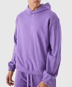 High Quality 100% Cotton Fleece Pullover Men's <b>Hoodies</b> Screen Printed Logo Solid <b>Purple</b> Color Breathable <b>Hoodies</b> For Winter Use - Product Image 3