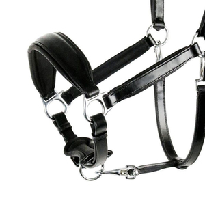 Harnais de cheval en cuir noir avec boucles et anneaux métalliques pour l'équitation et l'entraînement - Product Image 4