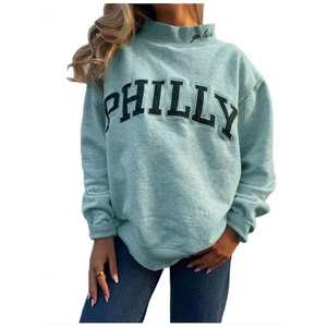 Sudadera Casual Oversize de Cuello Alto Simulado, Prenda de Capa Superior Cálida de Mezcla de Algodón, Básico Elevado, Top Oversize de Cuello Alto Simulado - Product Image 1
