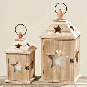 Juego de 2 Faroles de Madera Hechos a Mano para Decoración Rústica, Portavelas de Madera Natural con Recorte de Corazón para Decoración Interior del Hogar - Product Image 3