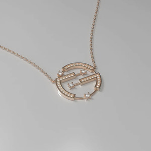 Collier pendentif en or rose avec diamant de laboratoire signe du zodiaque Balance - Product Image 3