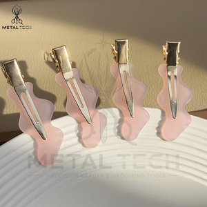 Light Pink Color Metal <b>Hair</b> Sectioning <b>Clips</b> Gold Plated Base Professional Salon Side Bangs Barrettes Women <b>Hair</b> Accessories - Product Image 3
