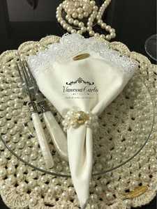 Anneaux de serviette en métal rond perlé argenté, modernes, durables et écologiques pour la décoration de table de banquet de mariage de luxe - Product Image 5