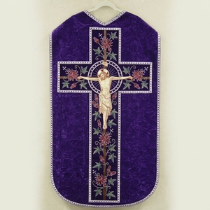 Casulla Romana Morada Bordada a Mano, Vestimenta Litúrgica, Túnica de Sacerdote para Culto Religioso, Talla y Diseño Personalizados - Product Image 5