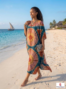Printed Women <b>Kaftan</b> Dress Loose Fit Comfortable Beach Wear Lightweight Fabric Stylish <b>Summer</b> Bulk Manufacturing Export Supply - Product Image 6