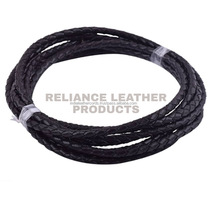 Cordon en cuir tressé noir de qualité supérieure de 4 mm, cordon rond tissé pour la fabrication de bracelets de créateurs et les accessoires de bijouterie professionnels - Product Image 2