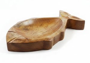 Acacia Wood Fish Shaped Serving Bowl with Compartments Handcrafted Divided Wooden <b>Platter</b> for Snacks Desserts Serving - Product Image 5