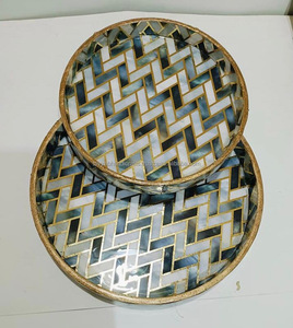 Venta de tamaño personalizado de madera decorativa de fábrica y bandeja de servicio impresa con asa para el desayuno té de la tarde para - Product Image 2