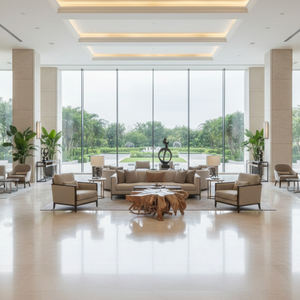 Mesa de Centro de Lujo con Base de Raíz de Teca, Hecha a Mano, Artística y Moderna, con Tapa de Vidrio, Modelo Sania, Mueble Decorativo para Vestíbulo de Hotel - Product Image 2