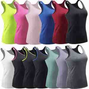 Camiseta sin mangas de entrenamiento de gimnasio atlético para mujer, camiseta de talla grande, camiseta lisa informal, transpirable, Spandex/algodón, 180g, Verano - Product Image 5