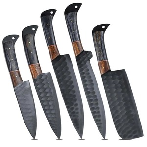 Five-Piece Chef <b>Set</b> with Pakka Wood Handle High Carbon Steel Handmade Durable <b>Sharp</b> Straight Edge Christmas Gift for Him - Product Image 1