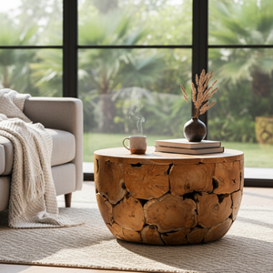 ARTERRA Meubles de salon haut de gamme, table en teck rustique d'Indonésie, table basse artisanale en bois naturel - Product Image 3