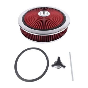 Filtre à air rond en aluminium rouge de 14 po x 3 po avec base chromée pour Chevrolet SBC/BBC Modèle D0100HAMJT7 - Product Image 2