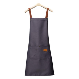 Delantal Unisex Azul Marino de Algodón con Bolsillo y Tirantes Ajustables, Manga Corta, para Uso en Restaurantes y Bares, Tejido de Punto, Uniforme para Camareros - Product Image 1