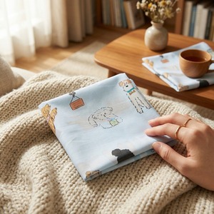 [K-ESSENTIALS] Mouchoir à imprimé animal pour enfants, coton doux des années 60, motif dessin animé coloré, avec bordure en dentelle, pochette carrée - Product Image 4