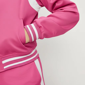 <b>Women</b> Solid Knitted Puffer Jacket Regular Baseball Winter Fleece Quick Dry Kid Suede Zipper Closure Polyester/Nylon Stand <b>Collar</b> - Product Image 4