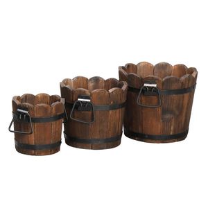 Vaso per Piante in Abete Cinese # # # # Barile a Forma di Fiore # # # # Colore Carbonizzato # # # # All'aperto # # # # Rinforzato e Anticorrosivo - Product Image 3