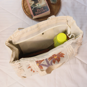 Grand sac fourre-tout bohème pour femme, sac à bandoulière indien fait main avec perles et fermeture éclair, idéal pour le shopping, par Whimsy Art Craft - Product Image 2