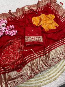 Sari de Seda Dola de Diseño Exclusivo con Blusa Elegante, Moderno y Estilizado, Última Moda India, para Fiestas, Casual, para Mujer - Product Image 3