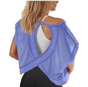 Chemisier ample noir pour femme à épaules tombantes, sans manches, dos nu, en maille transparente, ajouré et respirant - Product Image 5
