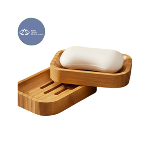 VENTES CHAUDES |   Support à Savon en Bambou, Plateau de Rangement en Bois pour Salle de Bain et Douche – Collection Blue Lotus - Product Image 4
