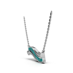 Collar Clásico con Colgante de Ola con Diamantes Verdes Cultivados en Laboratorio en Oro de 18K - Product Image 2