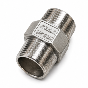 Conector Industrial de Acero Inoxidable 304, Hexagonal, Grado A, para Manipulación de Productos Químicos, Soldadura a Tope, Galvanizado, 1/4 Pulgadas de Diámetro, 6 Pulgadas de Largo - Product Image 1