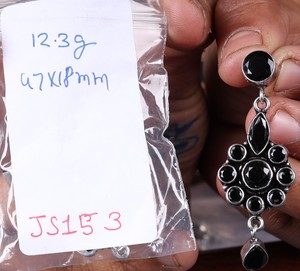 Black Onyx Oxidized Silver Bohemian Flower Drop Earrings Brass Ethnic Wedding Jewelry Wholesale - Product Image 4