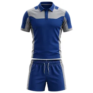 Unisex Blue Gray Polyester Sublimation Printed Sport Jersey Shorts Set Breathable <b>Athletic</b> Wear Adult Uniform In-Stock - Product Image 1