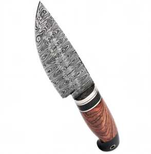 Outil utilitaire artisanal en acier Damas avec manche en bois de rose et intercalaire en corne - Product Image 4