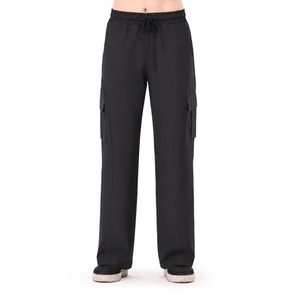Pantalon de survêtement noir pour homme, coupe large, taille élastique avec cordon de serrage, décontracté, plusieurs poches, respirant, idéal pour l'automne - Product Image 1