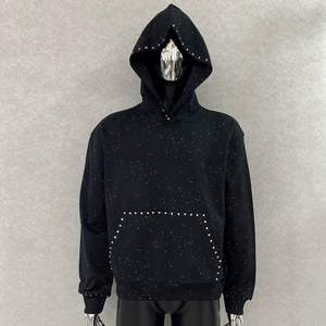 Sweat à capuche pour homme noir 2026, surdimensionné, style Y2K, effet galaxie, orné de strass arc-en-ciel et de détails de poches scintillantes, HD - Product Image 6