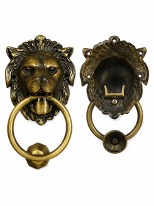 Timbre de puerta vintage de latón con cabeza de león, timbre de puerta delantera antiguo, herrajes tradicionales para entrada, latón macizo al por mayor - Product Image 4
