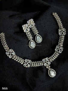 Ensemble de bijoux de mariée en diamant américain classique Collier et boucles d'oreilles en deux pièces pour mariage Style classique à la mode - Product Image 6