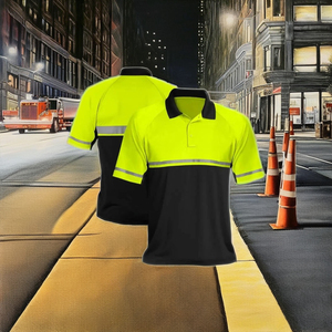 Camiseta Polo de Trabajo Unisex de Manga Corta de Poliéster Fluorescente de Alta Visibilidad con Cinta Reflectante para Construcción, Ropa de Trabajo Birlag Sports - Product Image 4