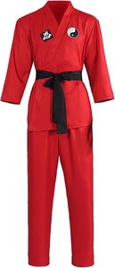 เสื้อกังฟูสีแดงพร้อมลายปักไท่ชิหยินหยางและเข็มขัดสีดำ - Product Image 2