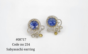 08717Stud earrings Cubic zirconia <b>Magic</b> Doublet stone Mehandi plated Brass stud earrings Floral Jewelry for Party Evening Wear - Product Image 3