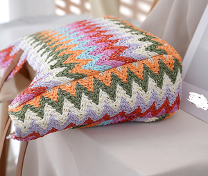 Natural yarn bag Colorful Zig Zag Woven Tote Bag Stylish Handmade Shoulder Bag for Women Summer <b>Beach</b> <b>Accessory</b> Wholesale - Product Image 2