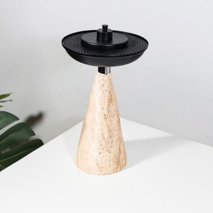 Stainless Steel Stone <b>Cone</b> Base <b>Incense</b> Burner with Black Metal Top Organic Aromatherapy Diffuser All-Season Use - Product Image 1