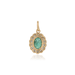 Colgante de Diseño Minimalista y Elegante con Esmeralda y Diamantes en Engaste de Bisel, Oro Amarillo Puro K14, Piedra de Nacimiento de Mayo, Joyería Nueva para Mujer - Product Image 6