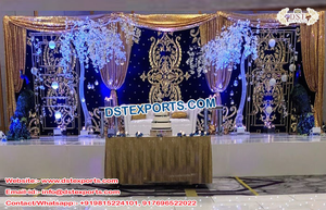 Toile de fond brodée Mehraab pour mariage musulman Toile de fond lourde brodée Mehndi Stage Toile de fond brodée style arc de haute qualité Toile de fond pour mariage - Product Image 5