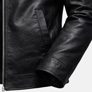 Veste en cuir synthétique pour homme, résistante, 750 GSM, col rabattable, imperméable, respirante, écologique, logo personnalisé en relief - Product Image 4