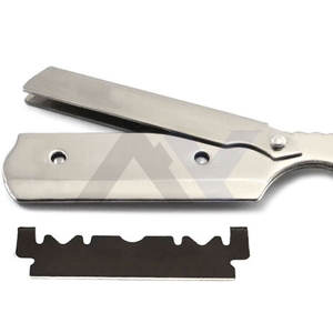 Rasoir professionnel de barbier pour coiffure fade, personnalisation OEM, manche en bois massif et acier robuste, lame simple courbée, pliable pour le rasage - Product Image 4