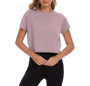 Camiseta de Punto para Mujer, Cuello Redondo, Manga Corta, Color Sólido, con Botones, Transpirable, Ecológica, de Secado Rápido, Corte Regular, Casual - Product Image 2
