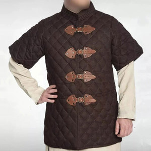 Wholesale Medieval Brown Quilted Cotton Thick Padded Gambeson Aketon Coat Vest For LARP Cosplay SCA Costumes - Product Image 1