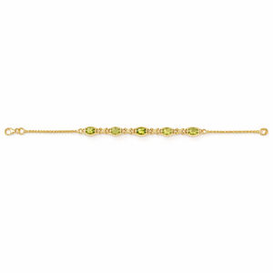 Pulsera de Plata de Ley 925 con Dije Ovalado de Peridoto y 5 Piedras Naturales, Chapada en Oro de 1 Micrón y Rodio - Product Image 6