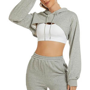 Sudaderas cortas personalizadas con logo para mujer, hechas en Pakistán, de buena calidad, bajo precio, transpirables y antipilling. - Product Image 3