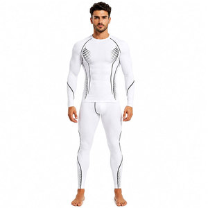 Conjunto de Camiseta Deportiva de Manga Larga Amarilla para Hombre, Sin Costuras, de Secado Rápido, Spandex, Poliéster, Pantalones Largos, Talla Adulto - Product Image 5